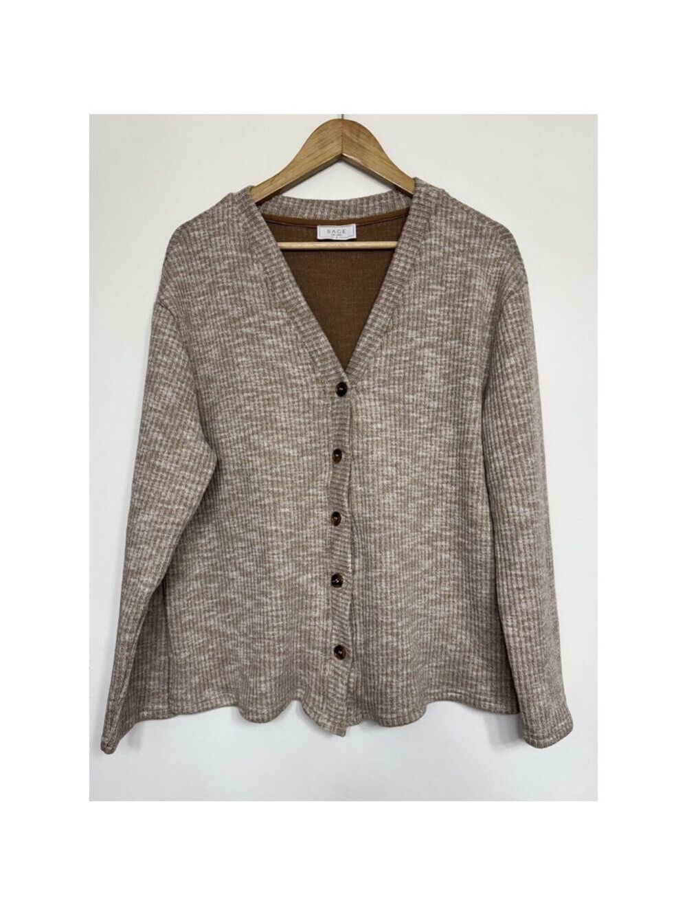Sage The Label Button Front Cardigan Neutral Minimalist Light Academia Casual